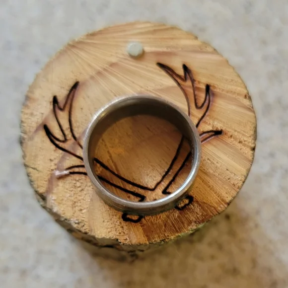 Handmade Petina Crushed Copper and Malachite Titanium Mens Wedding Ring sz9 - Picture 3 of 9